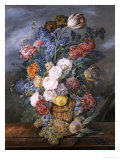 Buy A Still Life of Mixed Flowers in a Vase on a Stone Ledge, 1818 at AllPosters.com