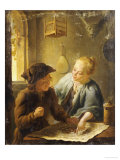 Buy A Youth and a Young Woman Playing the Jeu de l'Oie in an Interior, 1743 at AllPosters.com