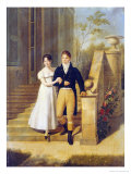 Buy Portrait of a Lady and a Gentleman on the Steps of a Chateau at AllPosters.com