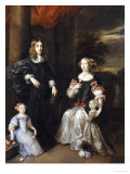 Buy A Group Portrait of a Gentleman, His Wife and Two Daughters on a Draped Terrace, a Garden Beyond at AllPosters.com