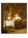 A Man Embracing a Young Woman at Table