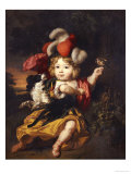 Buy A Boy in Classical Costume Seated in a Landscape with a Finch and a Spaniel at AllPosters.com
