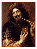 Buy Portrait of Man Smoking Pipe with a Glass of Wine at AllPosters.com