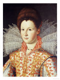 Buy Portrait of a Lady, Bust Length, Wearing an Embroidered Dress with Lace Ruff Collar at AllPosters.com