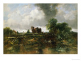 Buy A Wooded River Landscape with Horses Working a Lock at AllPosters.com