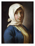 Buy A Girl, Half-Length, in a Blue Jacket and White Headscarf at AllPosters.com