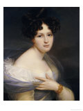 Buy Portrait of a Lady, Half Length, Her Left Hand Holding a Billowing Chiffon Shawl to Her Breast at AllPosters.com