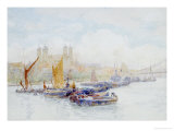 Buy The Tower of London from the Thames with Shipping in the Foreground at AllPosters.com