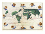 Buy Oval Map of the World Showing Three Routes: North at AllPosters.com