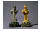 Two Statuettes of Men Carrying Offerings of Goats, Elamite Period