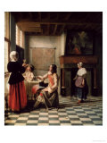 Interior, Woman Drinking with Two Men, circa 1658
