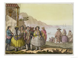 Buy Men and Women in Elaborate Costume, Chile, from "Le Costume Ancien Et Moderne" at AllPosters.com