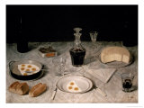 Still Life with Eggs, Bread, Cheese and Wine