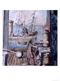 Buy View from a Workshop of Silversmiths of the Unloading of a Merchant Vessel into Port at AllPosters.com