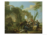 Buy Horsemen Resting Among Classical Ruins with a Fortune Teller at AllPosters.com