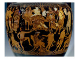 Buy Attic Red-Figure Volute-Crater, Detail of Scene of Actors and Musicians Preparing for a Performance at AllPosters.com