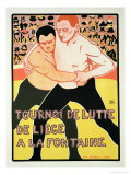 Buy Reproduction of a Poster Advertising a Wrestling Tournament, at the Fountain, Liege, Belgium, 1899 at AllPosters.com