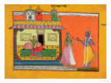 Buy Krishna Arriving at Radha's House, Illustration from a Manuscript of "Rasamanjari" of Bhanudatta at AllPosters.com