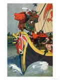 Buy Viking Blowing the Horn on a Longship as it Approaches the Norse Coast at AllPosters.com