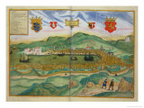 Map of Bergen, from "Civitates Orbis Terrarum" by Georg Brau and Franz Hogenberg circa 1571-1600