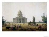 Buy View of the Pantheon in Paris with a Statue of Jean-Jacques Rousseau on a Cart, circa 1792 at AllPosters.com