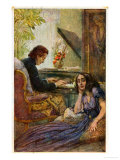 Postcard Depicting George Sand Listening to Frederic Chopin Play the Piano, 1917