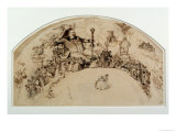 Buy Honore De Balzac Amongst Characters from His Novels, Design for a Fan at AllPosters.com