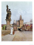 Buy Statue of St. Lutgardis on the Charles Bridge, Prague, Illustration from "Stara Praha ," circa 1900 at AllPosters.com