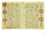 Seljuk Style Koran with Illuminated Sunburst Marks and Small Trees in the Margin