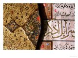 Detail of the Intricate Gold and Lapis Lazuli Illuminations and Arabesque Designs