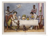 Buy The Dinner, a White Couple Being Served and Fanned by Black Slaves at AllPosters.com