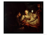 Buy A Candlelight Scene: a Man Offering a Gold Chain and Coins to a Girl Seated on a Bed, circa 1665-70 at AllPosters.com