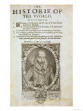 Portrait of Sir Walter Raleigh Title Page from 