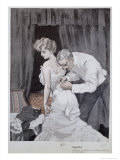 Buy Suspicious Husband Observing the Alteration in the Tying of His Wife's Corset, 1909 at AllPosters.com