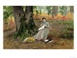 Buy Woman Embroidering under a Tree at AllPosters.com