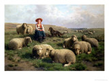 Buy Shepherdess with Sheep in a Landscape at AllPosters.com