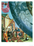 Astronomers Looking Through a Telescope, Detail from a Map of the Constellations