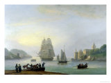 A Brig Entering Dartmouth Harbour, with a Ferry in the Foreground, 1828