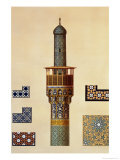 A Minaret and Ceramic Details from the Mosque of the Medrese-I-Shah-Hussein, Isfahan