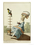 Buy Young Woman Reading in a Day Dress with an Elaborate Hairstyle and Bonnet at AllPosters.com