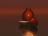 Red Vases with Bowl