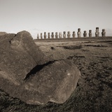 Row of Moai statues, Easter Island, Chile