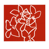 Buy Fleurs Blanches sur Fond Rouge, 2003 at AllPosters.com
