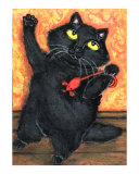Black Cat With Mouse Toy