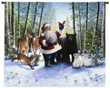 Santa in the Forest Wall Tapestry