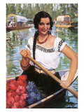Señorita in Boat with Flowers