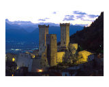 Pacentro medieval castle at dusk