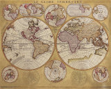 Antique Map, Globe Terrestre, 1690