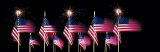US Flags and Fireworks