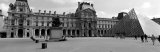 Black and White, Exterior, the Louvre, Paris, France